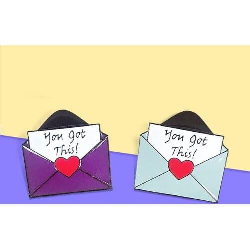 Love Letter Blue Purple Envelope Enamel Pin YOU GOT THIS Brooches Jeans Shirt Bag Cartoon Lapel Pin Jewelry for Couple Lovers