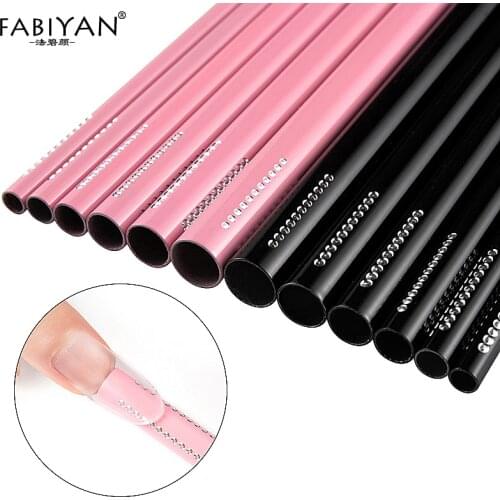 6Pcs/Set Nail Art Tools Metal Double-ended Different Size Rhinestones Tube Rod C Curve Crystal Pen French Stick Shaping Manicure