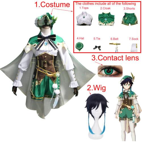 Halloween Carnival Anime Funny Performance Costume Genshin Impact Barbatos Cosplay Costume Including Gloves Socks
