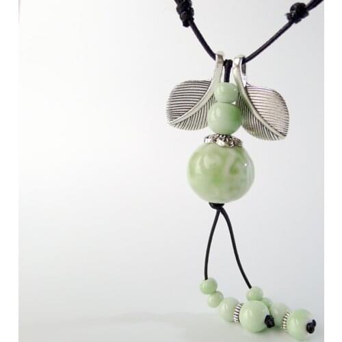 Ceramic calabash pendant Necklaces Ceramic beads Jewelry Long Rope DIY Necklace for women #EY206