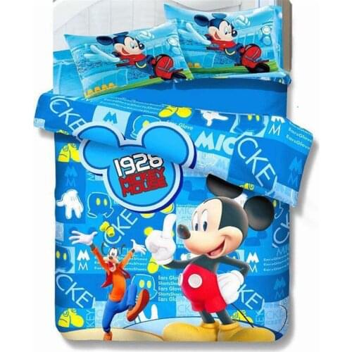 Disney mickey mouse bedding sets for boys bedroom decor single size quilt covers twin bedspread fitted sheet 3pcs blue promotion