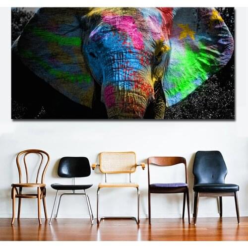 Colorful Elephant Canvas Paintings Wild Animals Posters and Prints Cuadros Wall Art Pictures for Living Room Home Decor Unframed