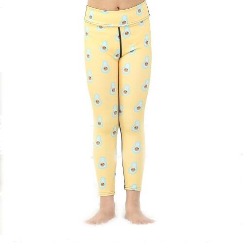 Kids Dot Print Yellow Yoga Gym Elastic Sports Pants Fast Dry Running Jogging Leggings For School Girls