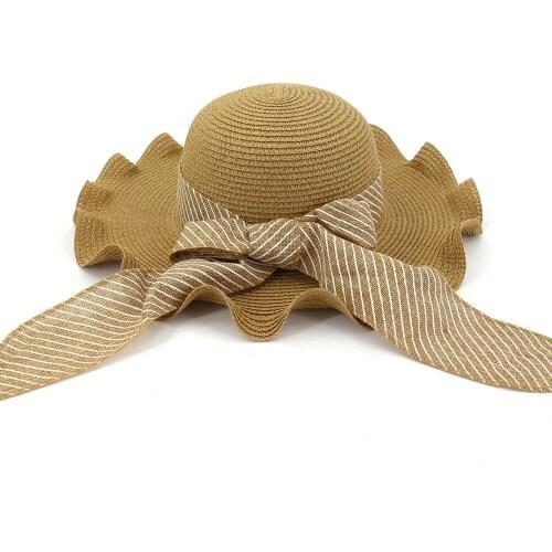 Summer sun hat ladies bow knot straw hat outdoor travel sunscreen sun hat big brim hat seaside travel beach hat