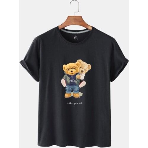 Summer Female T Shirt Harajuku Shirt T Shirt Cute Bear Print Short Sleeves Round Collar T Shirt Women Fashion Casual T Shirt
