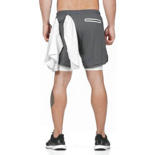 2019 Mens 2 in 1 Shorts Workout Running Training Gym 7" Short with Towel Loop