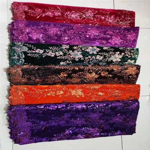 New Arrival African Velvet Lace Fabric 2021 red High Quality Stones Lace Nigerian French Lace Fabrics For Wedding Party Dress