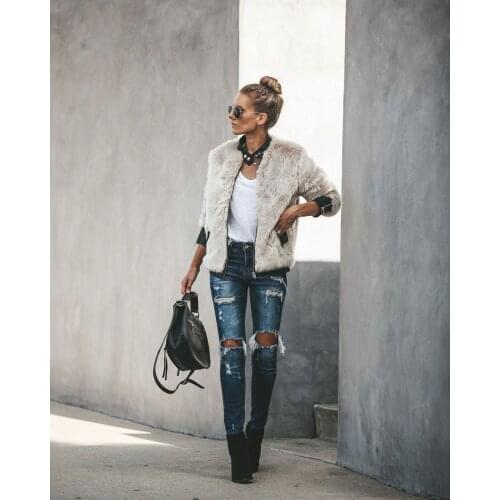 2019 arrival Women Warm Teddy Bear Fleece Leather Patchwork Pocket Long Sleeve Slim Jacket Zip Up Oversize Outwear Coats