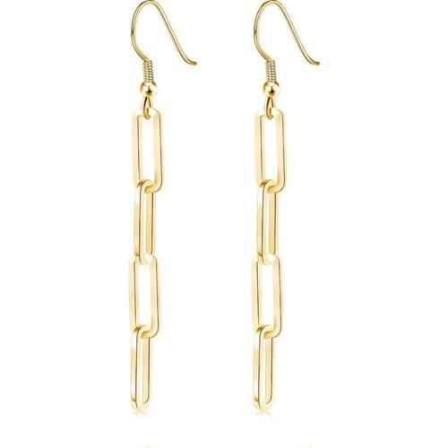 New Simple Womens Jewelry Fashion Long Style Pin Shape Paper Clip Geometric Temperament Ladies Dangle Earrings