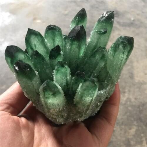 New Beautiful Green Ghost Phantom Quartz Crystal Cluster rock stones crystals mineral reiki Healing Specimen Home decor Gift