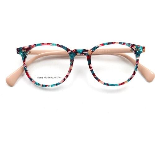 Belight Optical Men Women Colorful Acetate Round Shape Retro Vintage Prescription Eyeglasses Spectacle Frame Eyewear B005