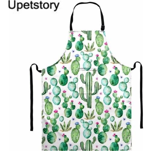 Upetstory 1Pcs Creative Kitchen Apron Cartoon Cactus Pattern Women Aprons Dinner Party Cooking Pinafore Adult Baking Accessories