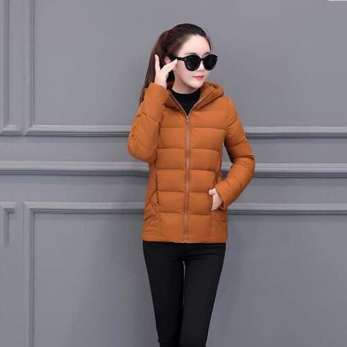 Womens Cotton Coat Winter Thick Short Loose Cotton Jacket Korean Hooded Long-Sleeved Wild Down Cotton Jacket Student Tide A309