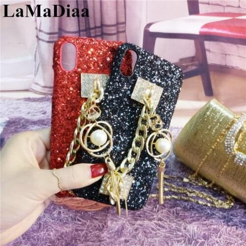 Luxury Bling Diamond Rhinestone Chain Phone Case for Iphone 11 Pro MAX X XS MAX XR 7 8 6 6s plus Gem Bracelet Hard PC Cover