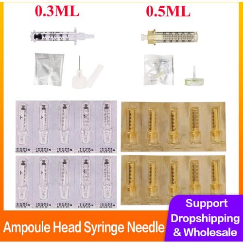 0.3ml 0.5ml Ampoule Head Syringe Needle High Pressure for Hyaluron Gun Hyaluronic Pen Lip Injection Wrinkle Removal Skin care