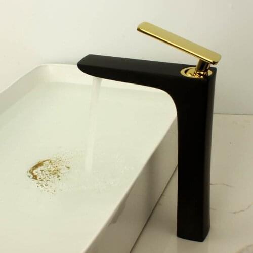 Bathroom Basin Faucet Black and Gold Finish Brass Mixer solid copper Luxury North Europe style Tap Sink Taps Basin Faucet