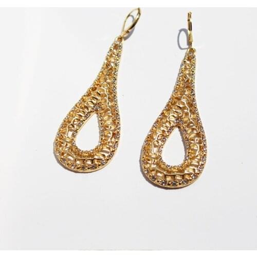 TARCLIY Punk Exaggerated Metallic Hollow Inlaid Rhinestone Drop Earrings Drop-Shaped Alloy Long Earrings Ladies Fashion Jewelry