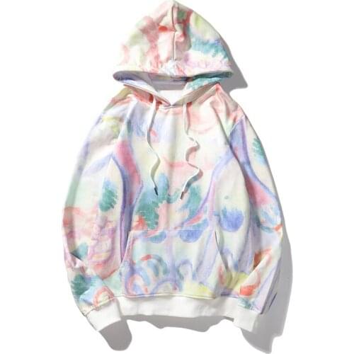 Autumn Oversized Warm Hooded Gradient Tie Dye Sweatshirt Women/Men Streetwear Hip Hop Punk Hoodies Pullover Pocket Top Harajuku