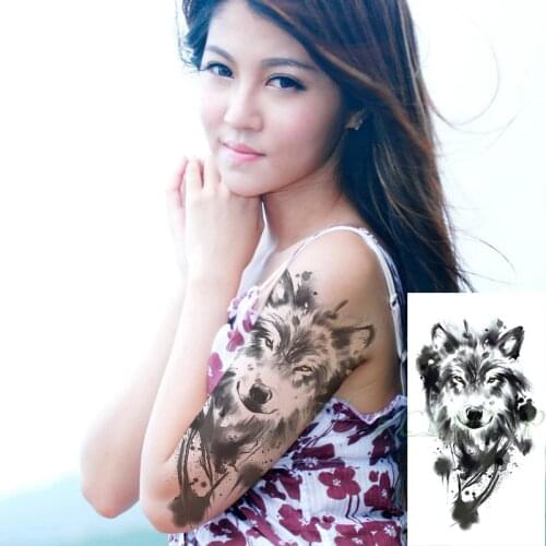 Waterproof Temporary Tattoo Sticker Wolf Big Animal Fake Tattoo Flash Arm Leg Tattoo Body Art for Boy Women Men