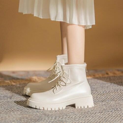 Ankle Boots for Women 2021 Autumn Hot New British Style Motorcycle Boots Women Chunky Heels Platform Shoes Woman Fashion Boot