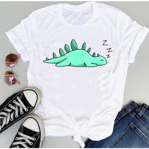 Women Cartoon Dinosaur Funny Animal Clothing Fashion Print Graphic Summer Short Sleeve Female Clothes Tops Tees Tshirt T-Shirt