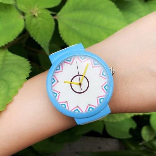 2020 lady gift Enmex creative style girl wristwatch blue Geometry cool design ladygirl colorful clock casual quartz watch
