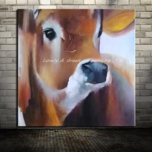 Hand Painted Cow Animal Oil Painting On Canvas Modern Abstract Wall Art Pictures For Living Room Wall Decoration No Frame Gift