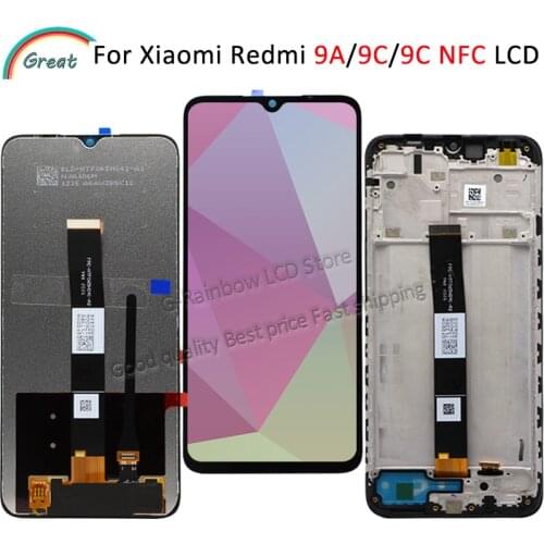 For Xiaomi Redmi 9A LCD M2006C3LG Display With Frame Touch Panel Screen Digitizer Assembly For Redmi 9C NFC LCD M2006C3MG