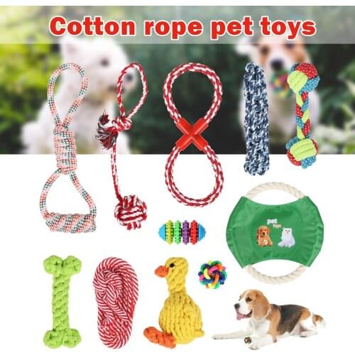 10pcs Dog Cotton Rope Toys Puppy Dog Chew Toys Teething Training for Small and Medium Dog Pet Products LBShipping
