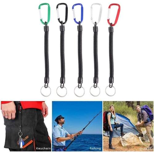 2Pcs Fishing Lanyards Ropes Safety Coil Lanyard Retractable Wire with Carabiner Secure Lock Fishing Gripper Accessories