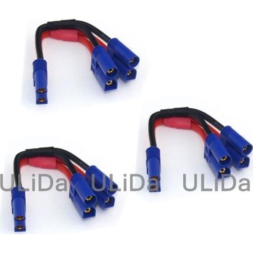 3pcs EC5 Male Connectors Parallel to EC5 Female Conversion Cable for Lipo RC Battery ESC