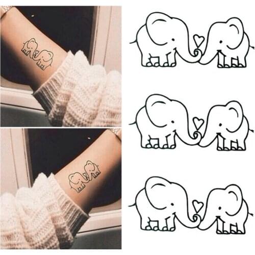 5Pcs Black Cute Sticker Tattoo Waterproof Elephant Pattern Temporary Body Art Tattoo Stickers