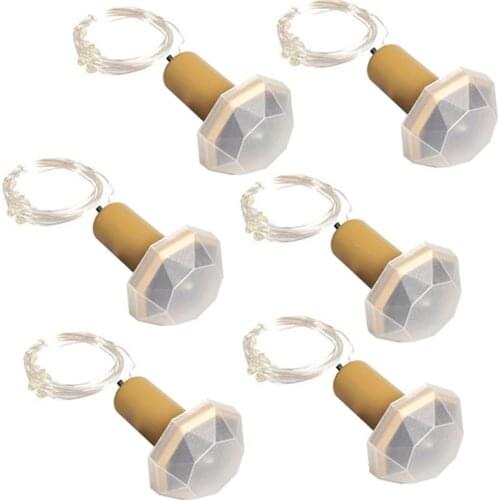 6PC Solar Powered Colorful Copper String Light Wine Bottle Atmosphere Lighting Fairy Decoration for Christmas,Party