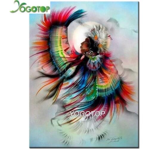 YOGOTOP Full Sqaure diamond embroidery diamond painting diy 5d drill mosaic cross stitch Indian feather QA611