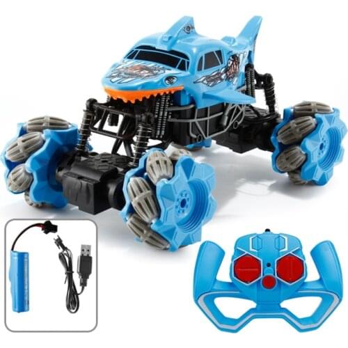 Adult Child Remote Control Car Hobby Shark Truck Rechargeable Stunt Car 1/16 Scale Stunt Rock Climbing Car 4x4 Off-road Vehicle