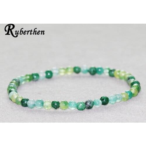 Ruberthen African Stone Bracelet 4 mm Natural Stone Beads Bracelet Mini Gem Stone Energy Bracelet