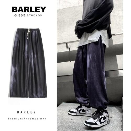 Fashion Printing Pants Simple Leisure Chic Hip Hop Mens All-Match Wide Leg Trousers Autumn Sweatpants Men Korean Casual Loose