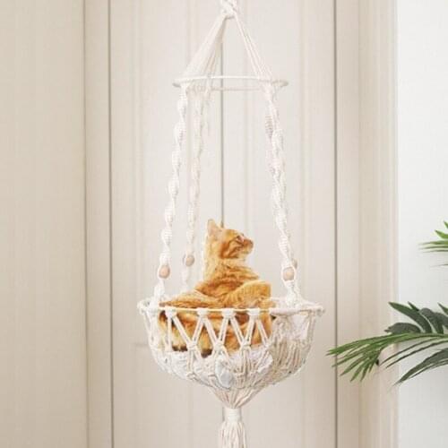 Pet Cat Hammock Swing Bed ,Without Mat ,Hand-Woven Cat Hanging Basket,Hanging Macrame Home Decor,Without Mat