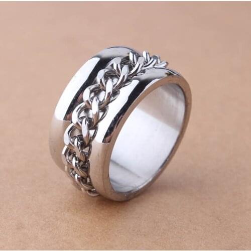 Gothic Personality Chain Ring1.2CM Sliver Bright Mans Goth 316L Stainless Steel Fashion 2014 Accessories
