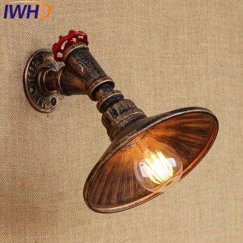 IWHD Loft Style Antique Water Pipe Lamps Industrial Edison Wall Sconce Iron Vintage Wall Light Fixtures Indoor Lighting Lampara