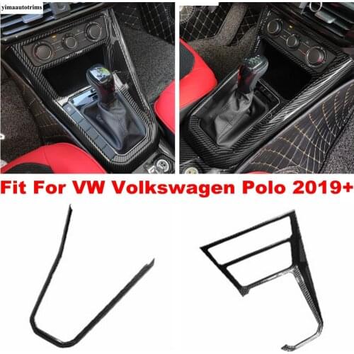 Center Console Gear Shift Frame Strip Decoration Cover Trim For VW Volkswagen Polo 2019 2020 2021 ABS Carbon Fiber Look Interior
