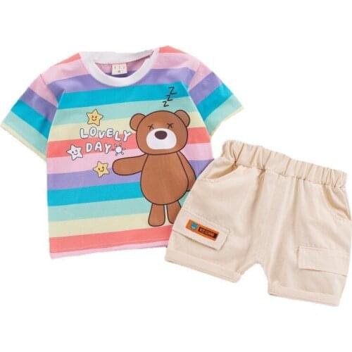 Summer Baby Boy Girl Clothes Sets Little bear Infant Children Costume For Kids T-shirt Short pants Outfits Toddler Clothing Suit
