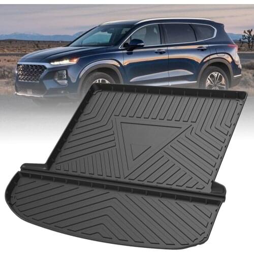 TPE Car Trunk Mats For Hyundai Santa Fe 2019-2020 4 Seat 6 Seat Rubber Cargo Liner Laser Measured Waterproof Protective Pads