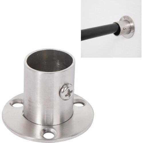 8Pcs Stainless Steel Pipes Bracket Round Tube support Hardware Flange Seat for Wardrobe Hanging Rail Rod Pole Socket End Holder