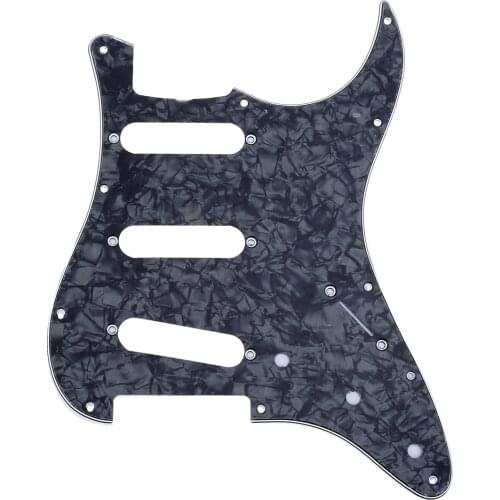 Musiclily Pro 11-Hole 62 Strat SSS Guitar Pickguard for MIJ JPN Japan Stratocaster, 4Ply Black Pearl