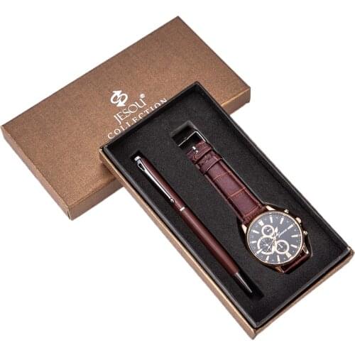 XSVO Mens Gift Set Exquisitely Wrapped Quartz Watch + Pen Set Hot Sale Creative Combination Set Fashion Male Watches