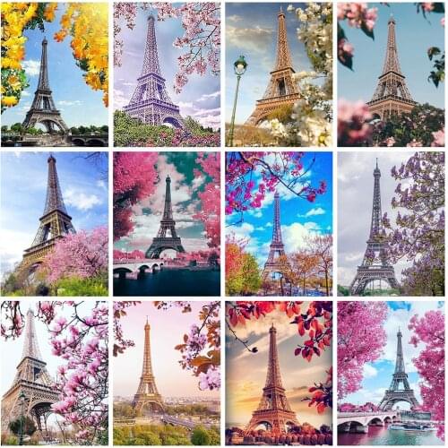 Full Square/Round Diamond Painting Eiffel Tower 5D DIY Mosaic Full Set Embroidery Landscape Rhinestone Pictures Home Decor