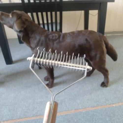 Benepaw Professional Dog Brush Dematting Gently Efficient Safe Pet Comb Rake Removes Undercoat Knots Wooden Handle Puppy Goomer