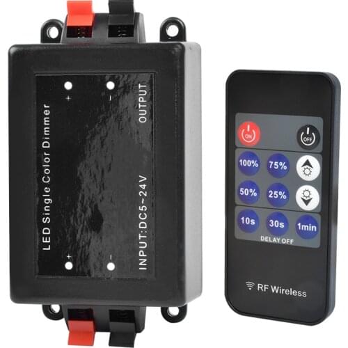 DC12V-24V 8A RF Wireless Remote Control LED Dimmer for Single Color LED Strip Lights