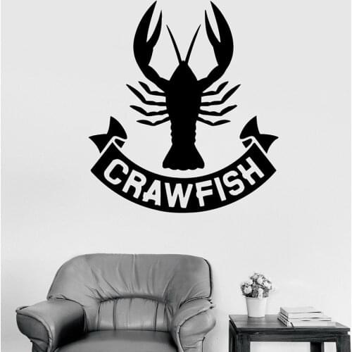 Crawfish Wall Stickers Vinyl Window Decal Crustacean Bar Seafood Business Restaurant Interior Decor Art Mural Removable S1283